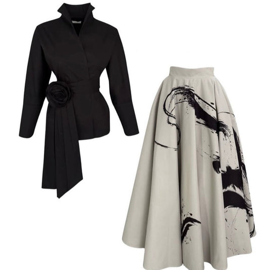 The Italian Vogue Shirt and Skirt Set