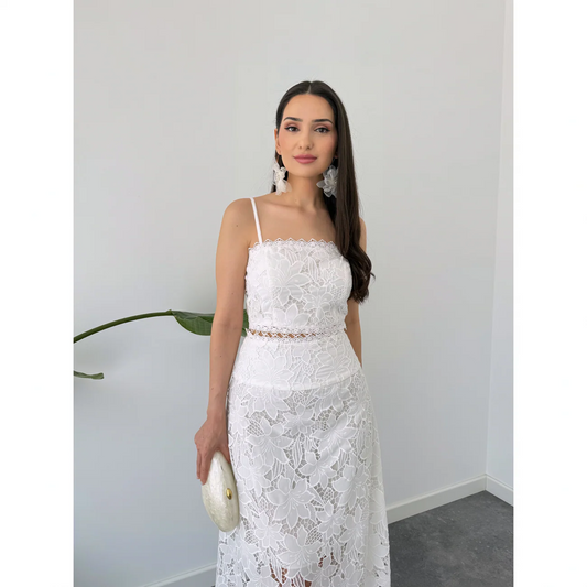 ANGELA LACE WHITE CO-ORD SET