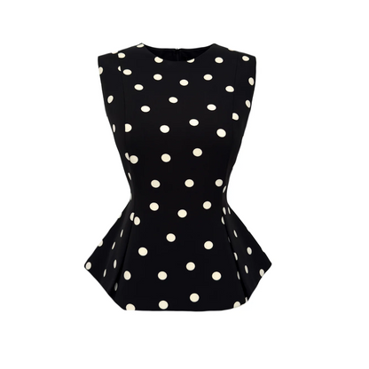 Polka Dot Patterned Pencil Skirt Top Set