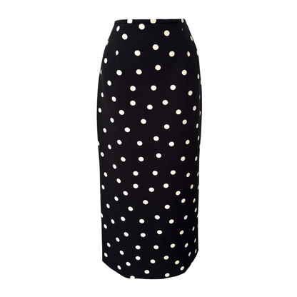 Polka Dot Patterned Pencil Skirt Top Set
