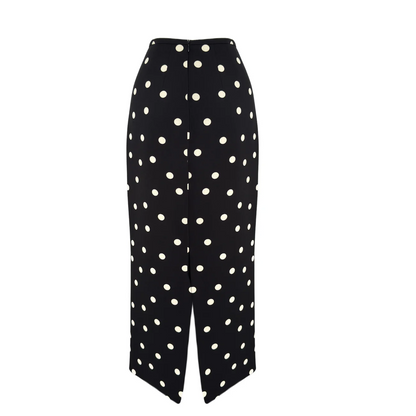 Polka Dot Patterned Pencil Skirt Top Set