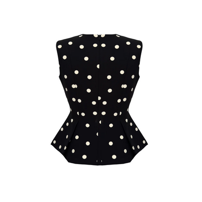 Polka Dot Patterned Pencil Skirt Top Set